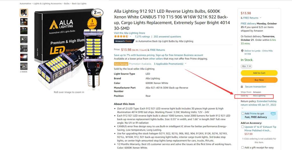 Amazon Seller Profile Direction Link reliable-best-amazon-seller-profile-912-921-led-reverse-lights-bulbs